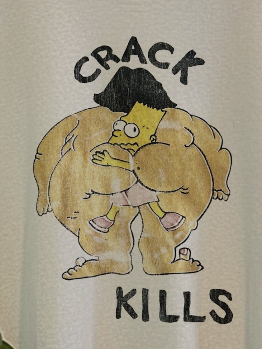 Rare Bart Simpson Crack Kills Washed White Tee - Picture 2 of 5